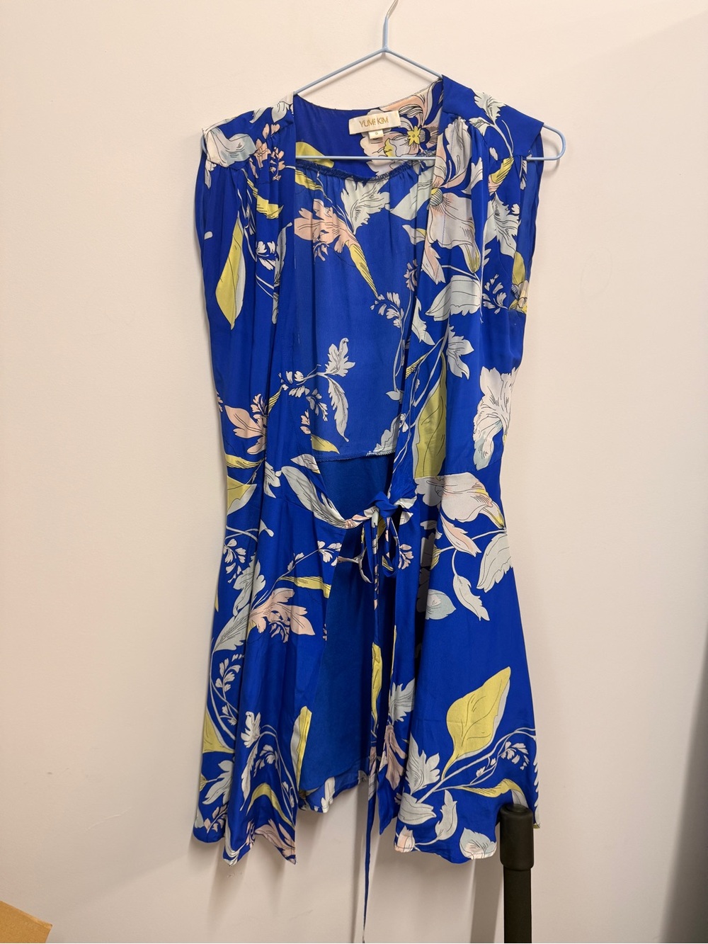 Yumi Kim Royal Blue Floral Tie-Waist Mini Dress